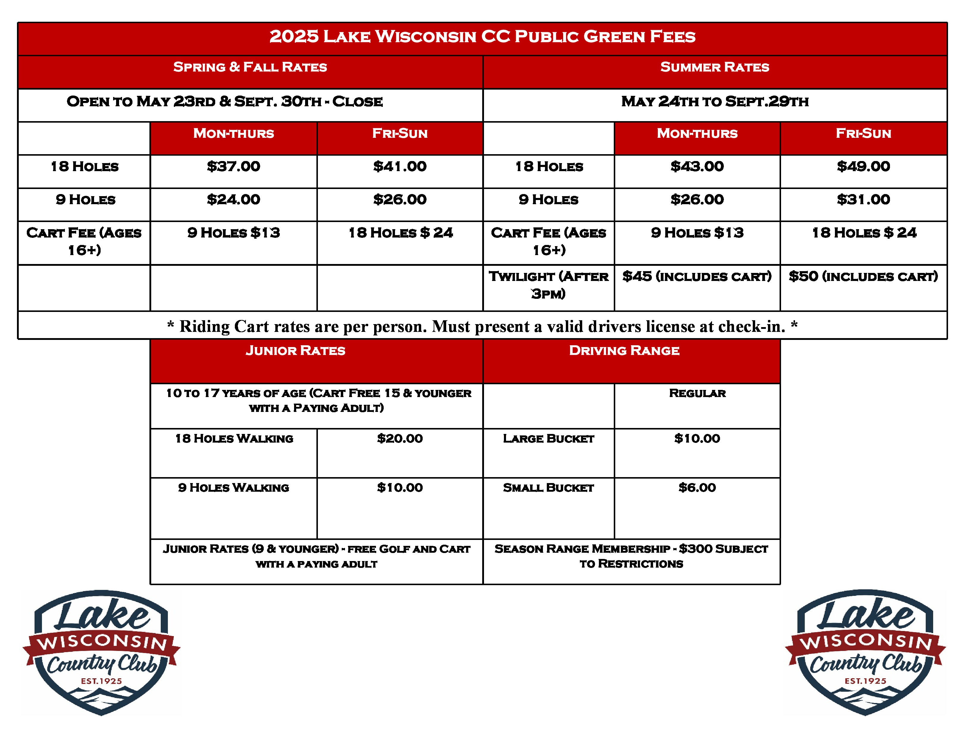 2025 Proposed Rates