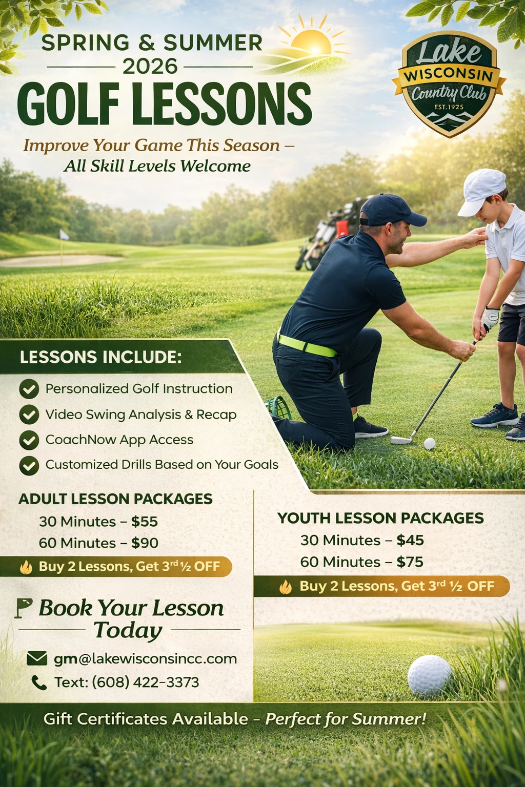 Spring and Summer 2026 Golf Lessons flyer